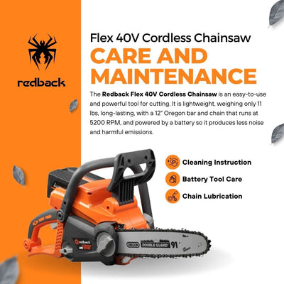 Redback Flex 40V Cordless Chainsaw Care And Maintenance