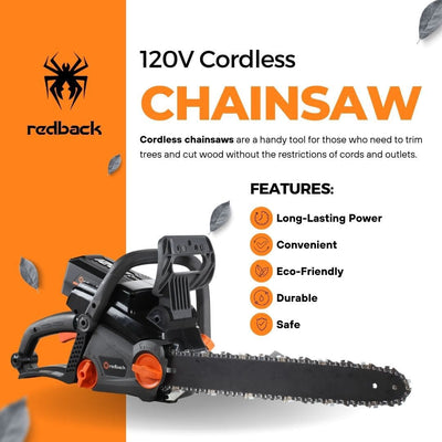 Redback Pro 120V Cordless Chainsaw Features