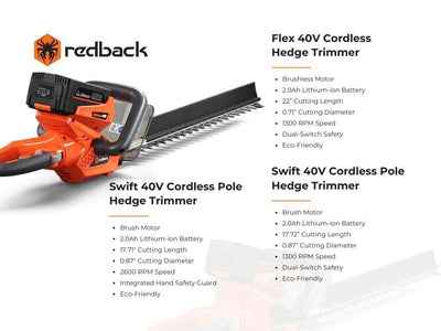 Why Choose Redback Cordless Hedge Trimmers?