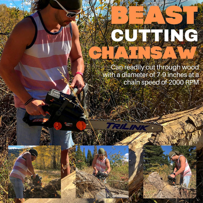 120V Cordless Chainsaw, 18" - Pro Series
