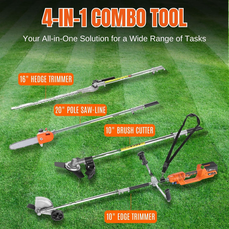 40V Multi tool EK700-KIT2A 40V Multi- Tool Kit: Brush Cutter Edger Hedge Trimmer Pole 20" Extension charger