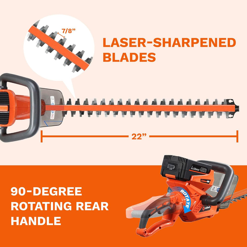 40V Cordless Hedge Trimmer, 22", Brushless Motor - Flex Series
