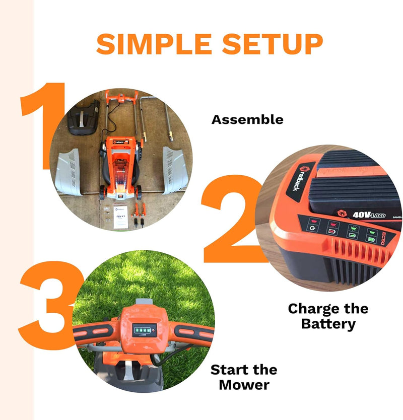 40V Cordless Lawn Mower, 15" Deck, Brushless Motor - Flex Series