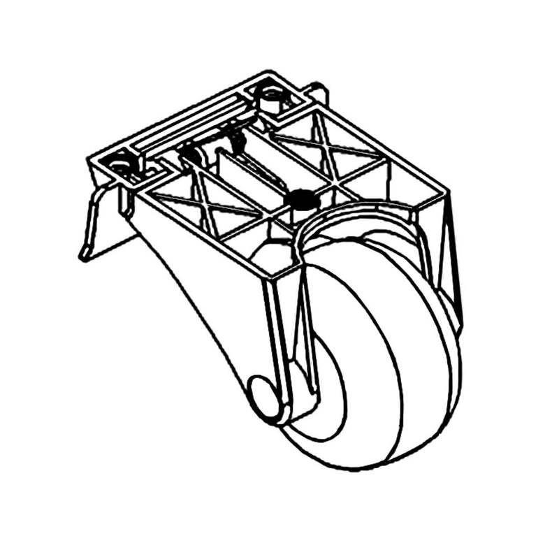 Angled view of MowRo Rear Wheel Assembly for RM18