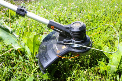 Head side view of 120V cordless string trimmer 16"