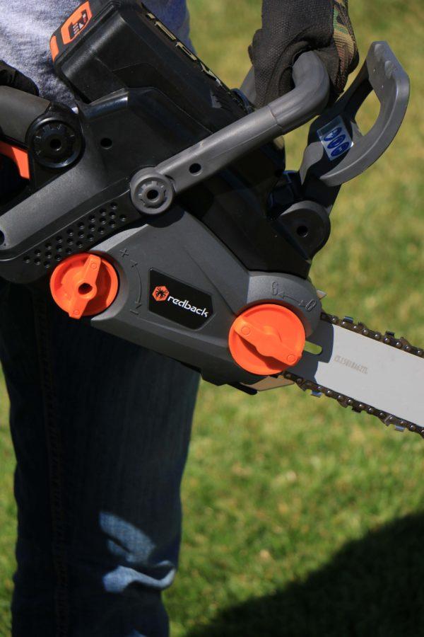Back view of 120V Cordless chainsaw 18" Pro Series